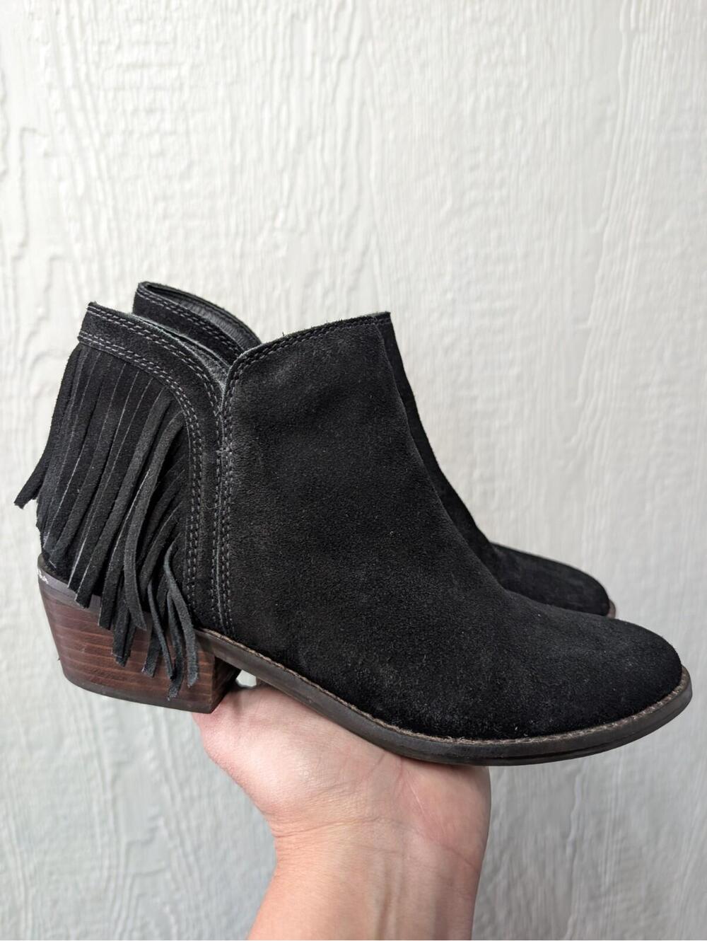 Lucky Brand Freedah Suede Fringe Ankle Boots Western Cowgirl Festival Size 8